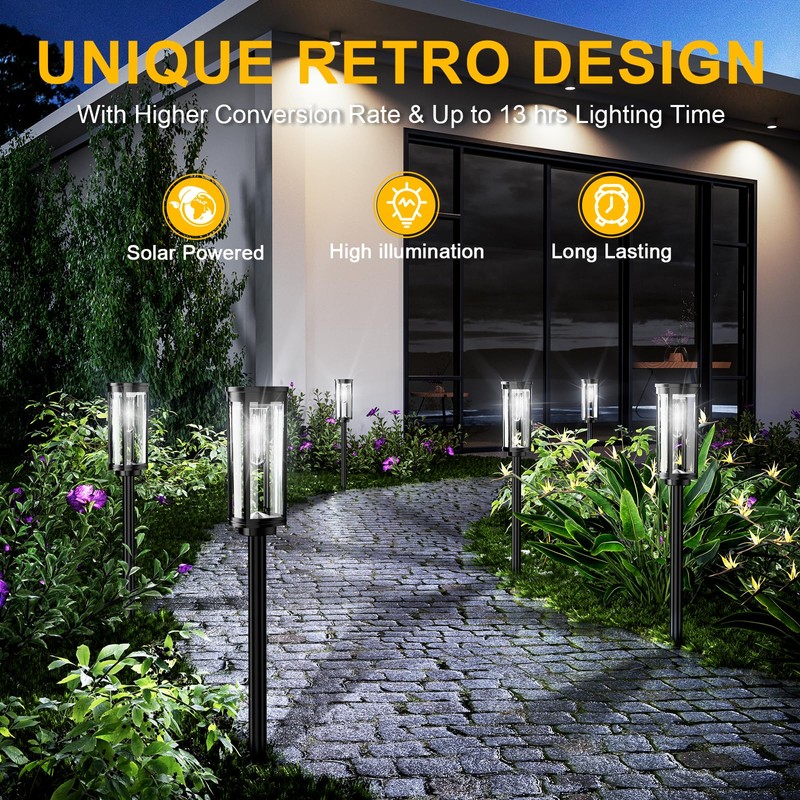 ALFIOT Solar Pathway Lights Outdoor,6 Pack Solar Lights Outdoor, IP65
