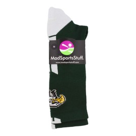 MadSportsStuff Eagles Logo Athletic Crew Socks (Dark Green/White, Medium)
