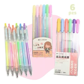 Chaogi Set Plumas Gel 6 Piezas Colores Pastel Papeleria + Regalo