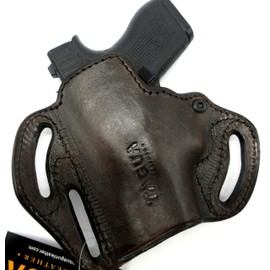 HOLSTERMART USA TAGUA Premium Right Hand Side or Cross-Draw Multi-FIT Open Top Belt Holster in Dark Brown Leather fits Glock 42 43 43X, SIG SAUER P365, Springfield Hellcat, MOSSBERG MC1sc