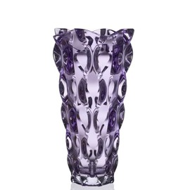 Czech Bohemian Crystal Glass Vase 12''-Height Amethyst ''Samba'' Vintage European Design Elegant Centerpiece Flower Vase Home Decor Wedding Birthday Housewarming Anniversary