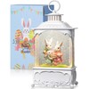 Blansong Easter Snow Globe Bunny Snow Globe Lantern with Timer,