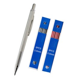 3.0 mm Art Painting Pencil Set with Black/Red Leads, Stainless Steel Metal Mechanical Pencil, Sketch, Crafting, Automatic Pencils, 2B (3.0 mm Pen, 1 x Grey, 1 x Red Lead Core)