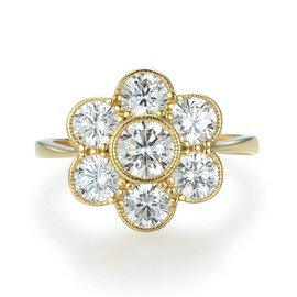 Ladies Art Deco Design 9 Carat Gold on Sterling 925 Solid Silver Brilliant Cut White Sapphire Daisy Cluster Ring (U)