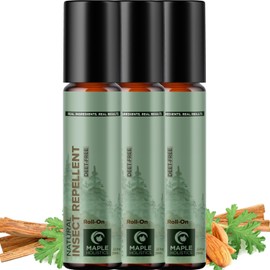Maple Holistics Repelente de insectos en barra natural en roll-on - Repelente de insectos en barra sin DEET para niños y adultos contra garrapatas y mosquitos - Hecho con citronela, romero y limón