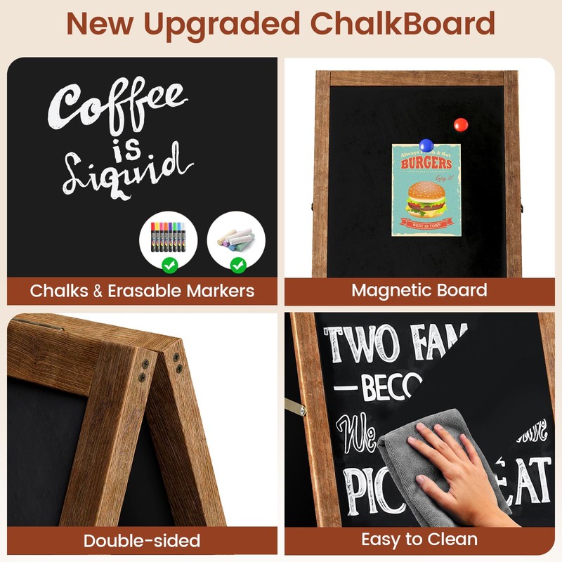 Chezerra A Frame Chalkboard Sign, 40"x20" Extra Large Sidewalk Chalk