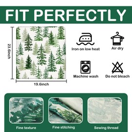 JarThenaAMCS 4Pcs Christmas Chair Back Cover Watercolor Cedar Forest Seat Covers Dining Chair Slipcover Protector for Winter Xmas Home Kitchen Decor