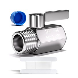 BWINTECH 304 Stainless Steel Showerhead Shut Off Valve with Handle, Mini Ball Valve 1/2" Female X Male NPT, Water Flow Control Valve Regulator Chrome, ShowerHead Flow Control Valve