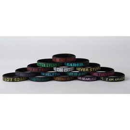 QEERBSIN Inspirational Silicone Wristbands with Positive Affirmations -100 Pieces Motivational Bracelets-Bulk Pack,20 Styles Multicolor,Back to School Gift, Perfect for School, Party Favors