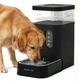 Gardner Pet 2.2 Gallon Automatic Dog Water Bowl Dispenser 8.5L Gravity Water Feeder with Stainless Steel Bowl & Maifan Stone Filter, BPA-Free for for Cats and Dogs (Black, 2.2 Gallon)