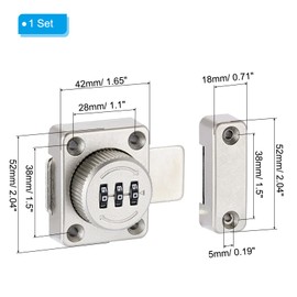 PATIKIL Cabinet Password Latch, Zinc Alloy Keyless Combination Lock 3-Digit Password Cabinet Lock Safety Lock for Cabinet Drawer Cupboard, Silver