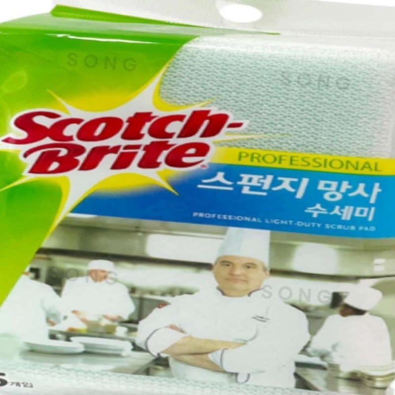 망사 수세미 5개입 코팅용기용 스폰지수세미 주방용수세미 스펀지수세미 Mesh Scrubber 5-Pack