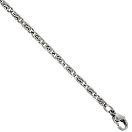 Surgical Steel Snail Chain Necklace 3 mm Wide, 22 inch