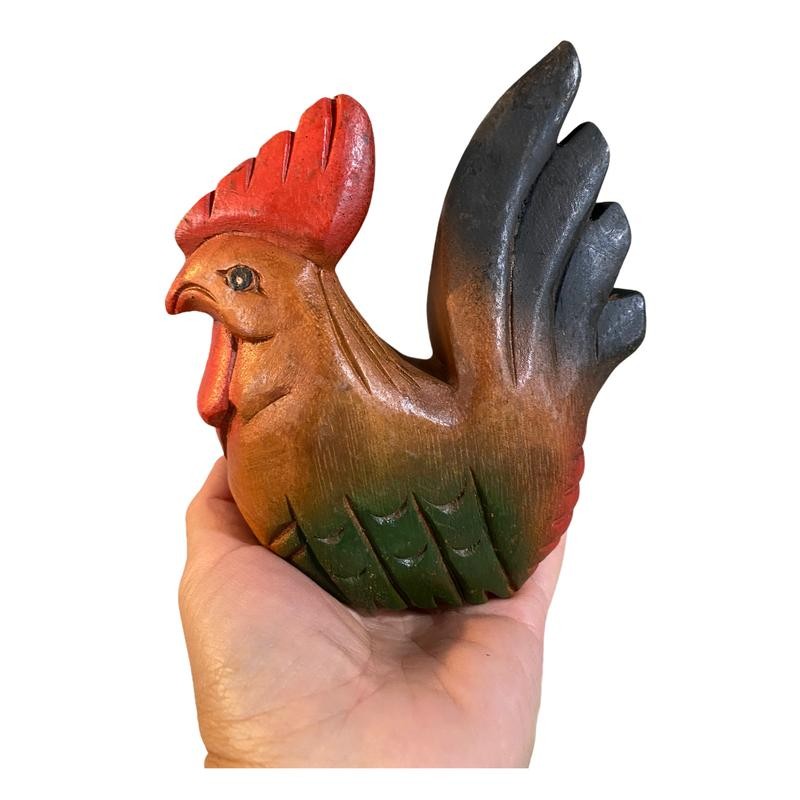 Painted Wooden Musical Whistle Rooster Instrument - Size: Medium 4"