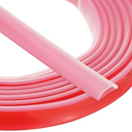 PATIKIL Silicone Weather Stripping Door Seal, 19.7 ft D Shape Weather Stripping Self Adhesive Door Seal Strip for Door Frame, Window Sealing, Large Gap, 0.59" Wx0.04 Tx0.2 H, Clear/Red