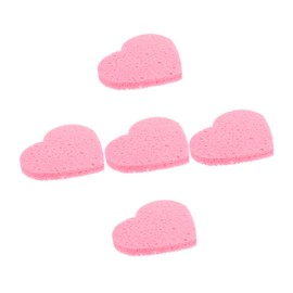 FOMIYES 5pcs Heart Shape Makeup Remover Sponges Soft Facial Cleansing Sponges for Gentle Exfoliation Pink Wood Pulp Cotton for Precise Makeup Removal and Stylish Skincare Routine