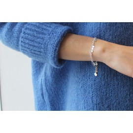 WANDA PLATA Bracelet plate for girls, women, 925 sterling silver, circle bracelet, plate pendant, jewellery in gift box, Sterling Silver