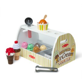 Melissa & Doug Wooden Scoop and Serve Ice Cream Counter With Play Food and Accessories (28 Pcs) Pretend Food, Ice Cream Toys, For Kids Ages 3+