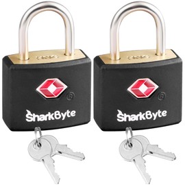 SharkByte TSA Approved Luggage Locks with Keys [2 Pack] Key Travel Locks, Suitcase Padlock, Small Keyed Luggage Locks, Gym Lockers, Laptop Bags, Suitcases, Backpacks, Travel Bags Zippers, Mini Locks