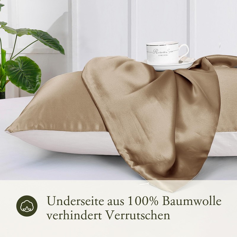 LILYSILK 19 Momme Silk Pillowcase Mulberry Silk Plain Cotton with