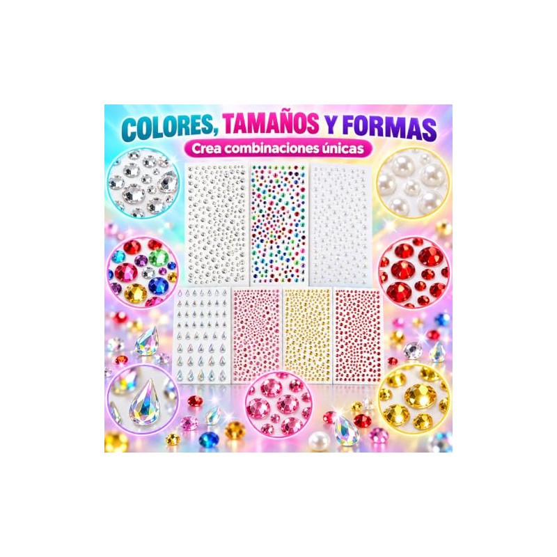 3240 Piezas Autoadhesivas Brillos para Decorar, 7 Hojas Gemas Faciales