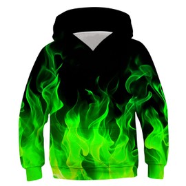 Unisex Teens Hoodies for 14-16 Years Boys Funny Fire Printed Pullover Shirt 15Y Teenagers 3D Flaming Smoke Sweatshirts Trendy Man Lightweight Fall Hooded Jacket Size 16 Young Sports Tops