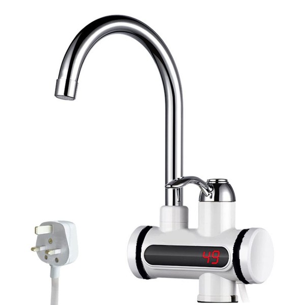 Electric Hot Water Tap, 220V Electric Instant Heater Tap with LED Digital Display, 3sec Instant Tankless Electric Hot Water Faucet, Kitchen Fast Heating Tap for Kitchen, Bathroom, Washroom