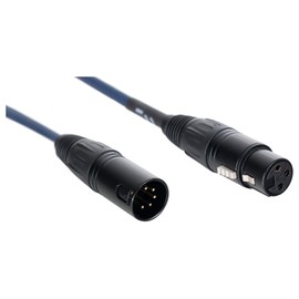 Pronomic Stage 3F5M-0.2 DMX Adapter Cable - Connector: 3-Pin Female to 5-Pin Male - Length: 20 cm - Gold Contacts for Interference-free Transmission - Blue