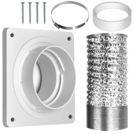 Senshare Dryer Vent Hose Connector Kit, Dryer Vent Wall Plate with Hose(4 inch 8 feet), Dryer Duct Connector with Quick Connect & Disconnect, Covers Area 7inch x 7inch, Fits 4 Inch, for Dryer Washer Bathroom