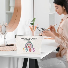 FENQURO 40th Birthday Women - 40th Birthday Women Makeup Bag, 40 Women Gifts For Birthday Gift Ideas, 40th Birthday Women, 40th Birthday Women, Gift 40th Birthday Woman, bronze