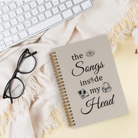 QLMX Music Spiral Notebook, Song Writing Journal Notebook, the Songs in My Head Writing Notebooks for School Work, Musical Office Supplies Gifts for Music Lovers Women Men, 5.5x8.3 Inch