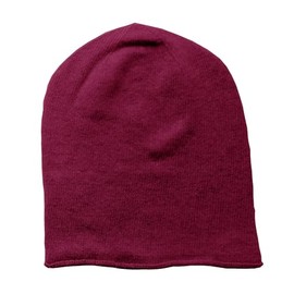 Mississhop Knitted Cashmere Beanie Hat Slouch/XXL Scarf/Gloves Wool Cashmere, Bordeaux hat