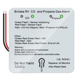 RV Carbon Monoxide & Propane Gas Alarm, Briidea Dual LP/CO Alarm, Separate LED Indicators, 100dB Loud, Early Warning Safety System, 12 VDC, White