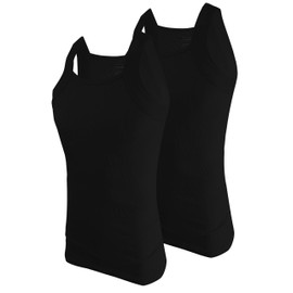 2 Pack Men's G-Unit Style Tank Tops Square Cut New USA Classic Design Muscle Ribbed Wife Beater Underwear Shirts (L, Black)
