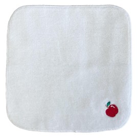 今治タオル×スマイリッシュ ミニタオルハンカチ（15cm×15cm）4枚セット・名入れスペース付（アップル＆ブルーくま＆フラワーハート＆うさぎ）ベロアのような滑らか素材