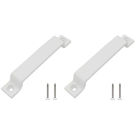 TTZEZE 2 PCS Barn Door Handle, Heavy Duty Sliding Door Carbon Steel Handle Pull, 6 Inch Gate Handle Set Door Pull, Pull Handle for Gate Cabinet Closet Drawer Garage Shed with Mounting Screws (White)