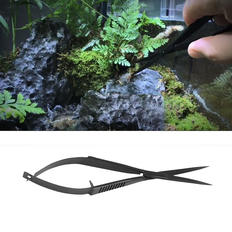 AIMALL quarium Grass Tank Trimming Shears - Black Stainless Steel