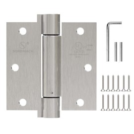 Self Closing Hinge 3.5 Inch Brushed Satin Nickel Auto Closer Door Hinges 3 ½"x 3 ½" Adjustable 3 1/2 Inch Spring Hinges Square Corner for Commercial Grade Auto Self-Closing UL Listed, 2 Pack