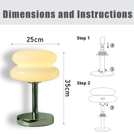 TARSHYRY Mushroom Lamp for Bedside, Beige Energy and Efficient Retro Egg Tart Lamps for Home Room Bedroom Dorm Desk Reading Light