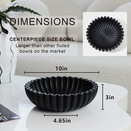 JTFMYFC Black Decorative Bowl for Kitchen Counter - Modern Fruit Bowl with, Catch All Bowl for Keys, Entryway Table, and Home Decor