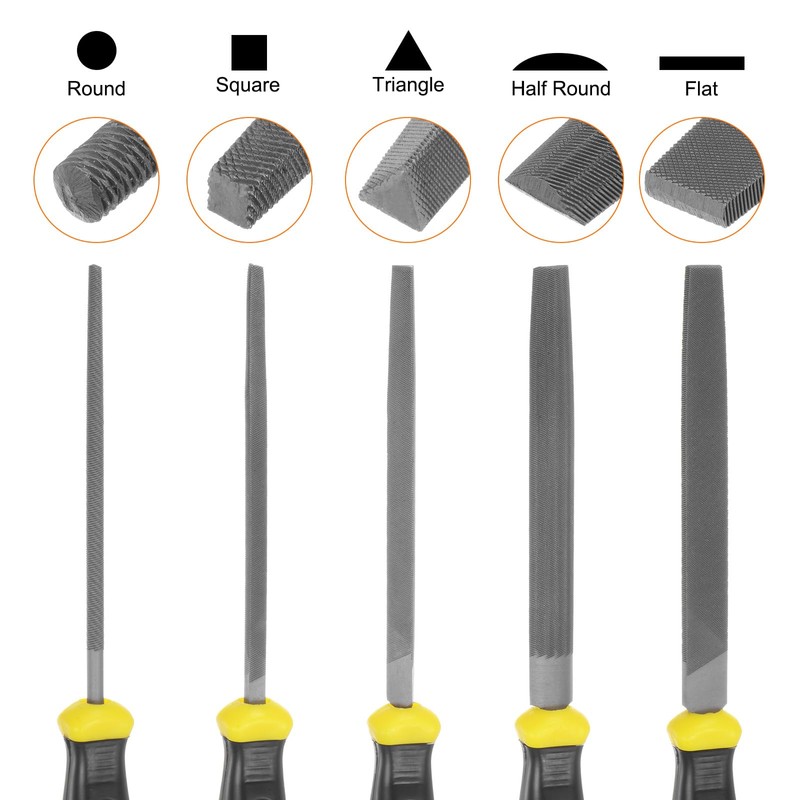 sourcing map 5pcs Metal File Set 6" High Carbon Steel