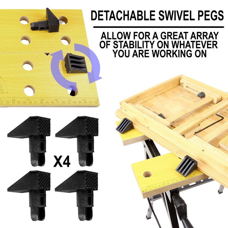 Work-It! Portable Workbench, Folding Carpenter Saw Table with Adjustable Clamps