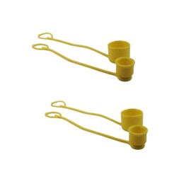 Yellow Rubber Dust Caps/Plugs For 1/2 Body Flat Face Hydraulic Bobcat Skid Steer Quick Couplers (2 Sets)
