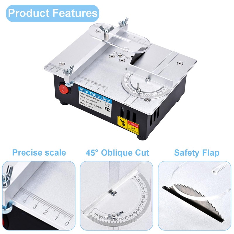 [TIMILAND] Mini Multi-Functional Table Saw S6【Cutter Speed、Angle、0-1/2inch hight Adjustable】with seven
