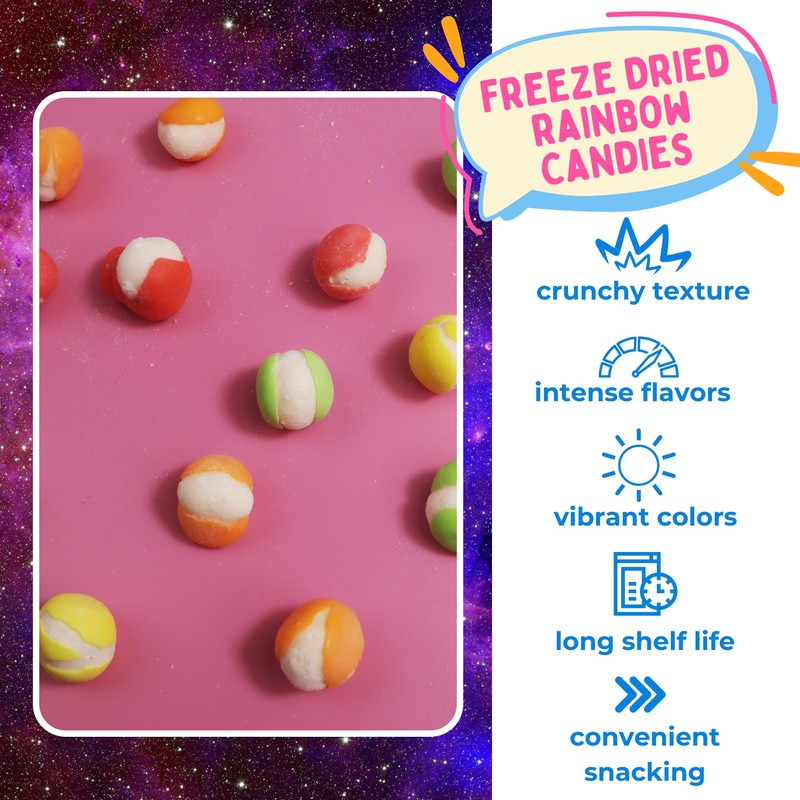 Freeze Dried Original Rainbow Crunch Candy, Assorted Fruity Flavors, Share