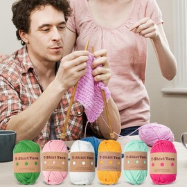 Knitting Yarn,Polyester Multicolor Soft Knitting and Crochet Yarn | Washable Slightly Elastic Hand-Knitted Supply for Carpets Baskets Projects Sweaters Helves