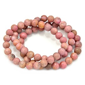 Paialco Jewelry Rhodochrosite Mineral Round Gemstone Beads Stretch Bracelets, Pack of 3, 6mm, Gemstone, rhodochrosite