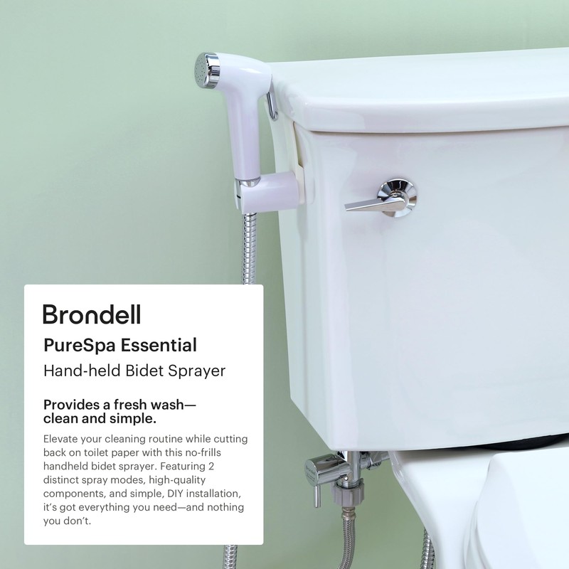 Brondell PS-91W PureSpa Essential Handheld Bidet Sprayer for Toilets, Includes