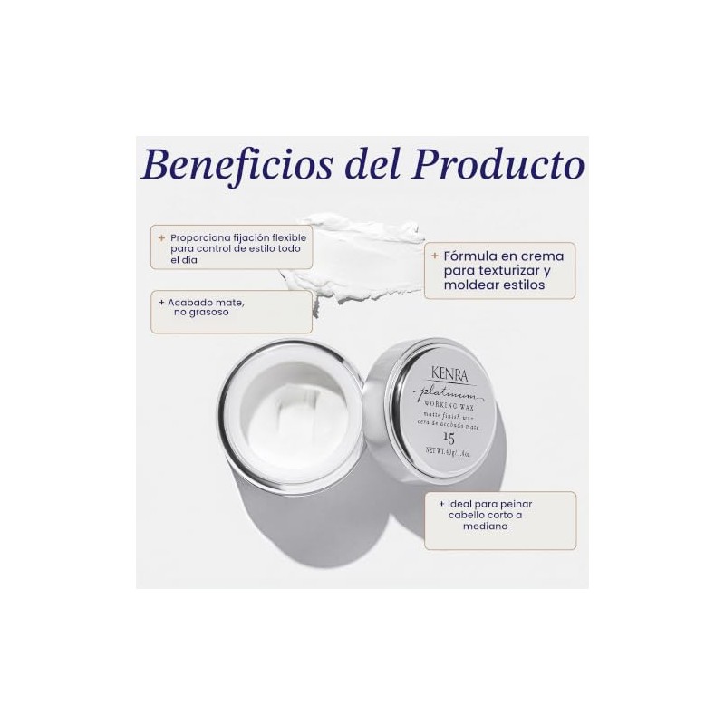 Kenra Platinum Working Wax 15 Cera moldeadora de acabado mate