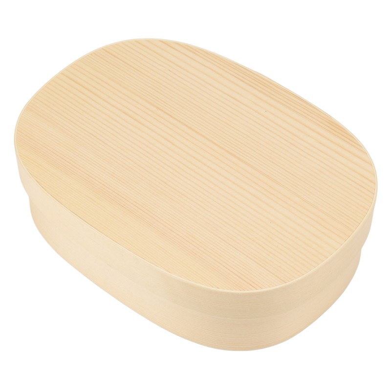 Bento Box Portable Japanese Style Wooden Large Single Layer Removable